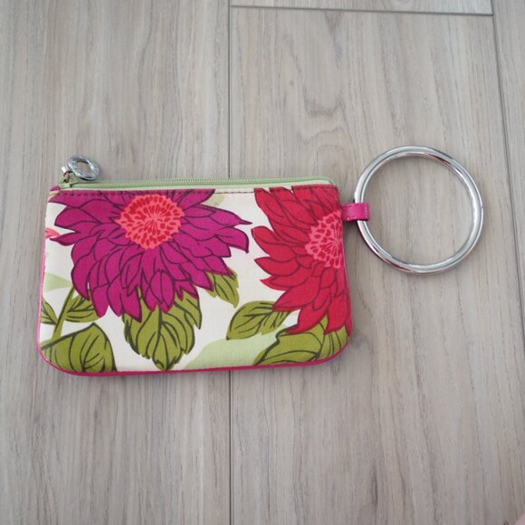 Vera Bradley Hello Dhalia Pink and Green Flower Wristlet Wallet Pouch - Picture 7 of 13